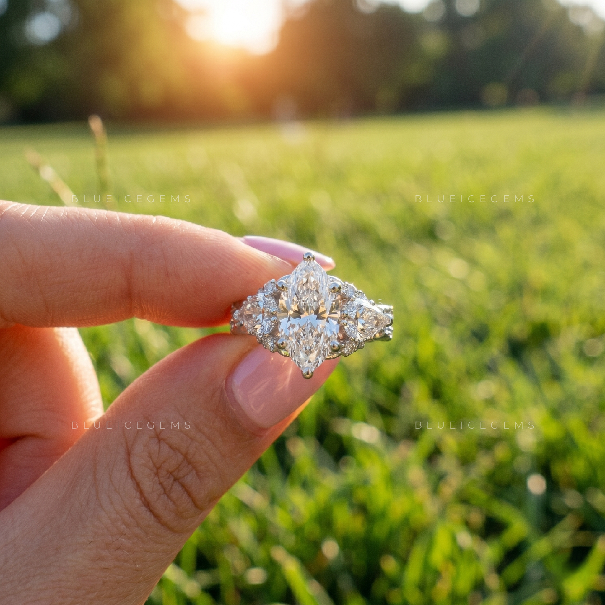 Botanical Radiance Marquise Cut Floral Engagement Ring