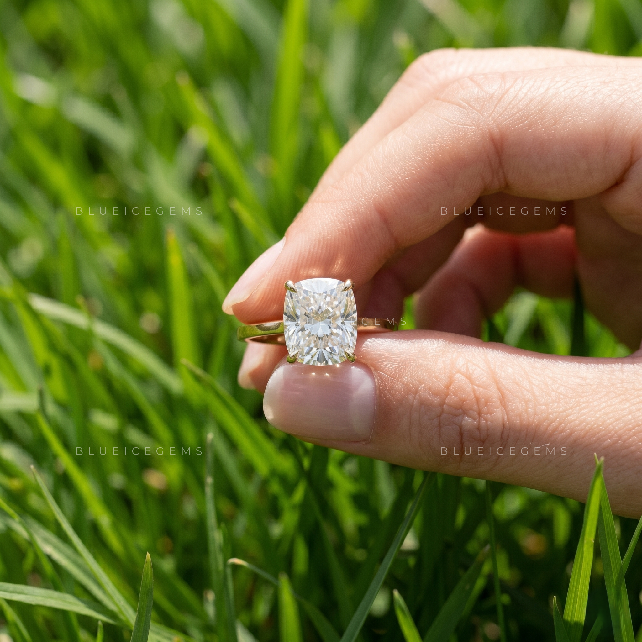 Timeless Grace Elongated Cushion Cut Solitaire Engagement Ring