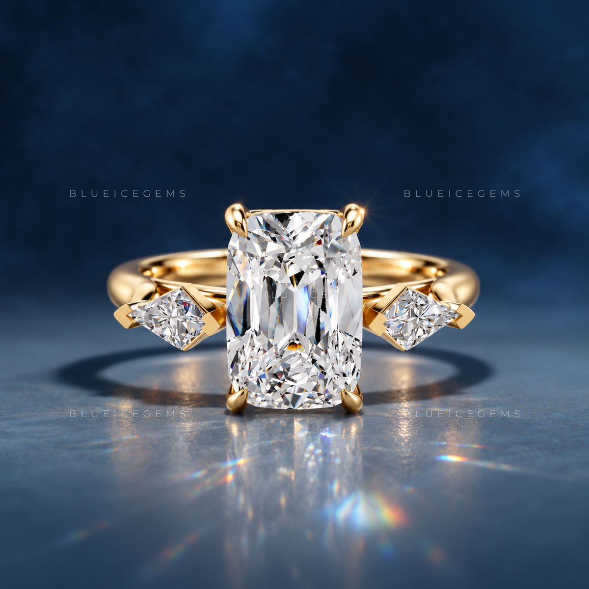 Heritage Kite Trio Old Mine Engagement Ring