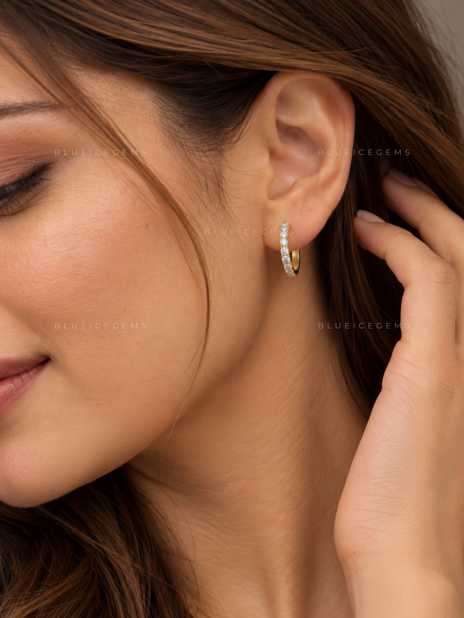 Petite Round Pavé Hoop Earrings
