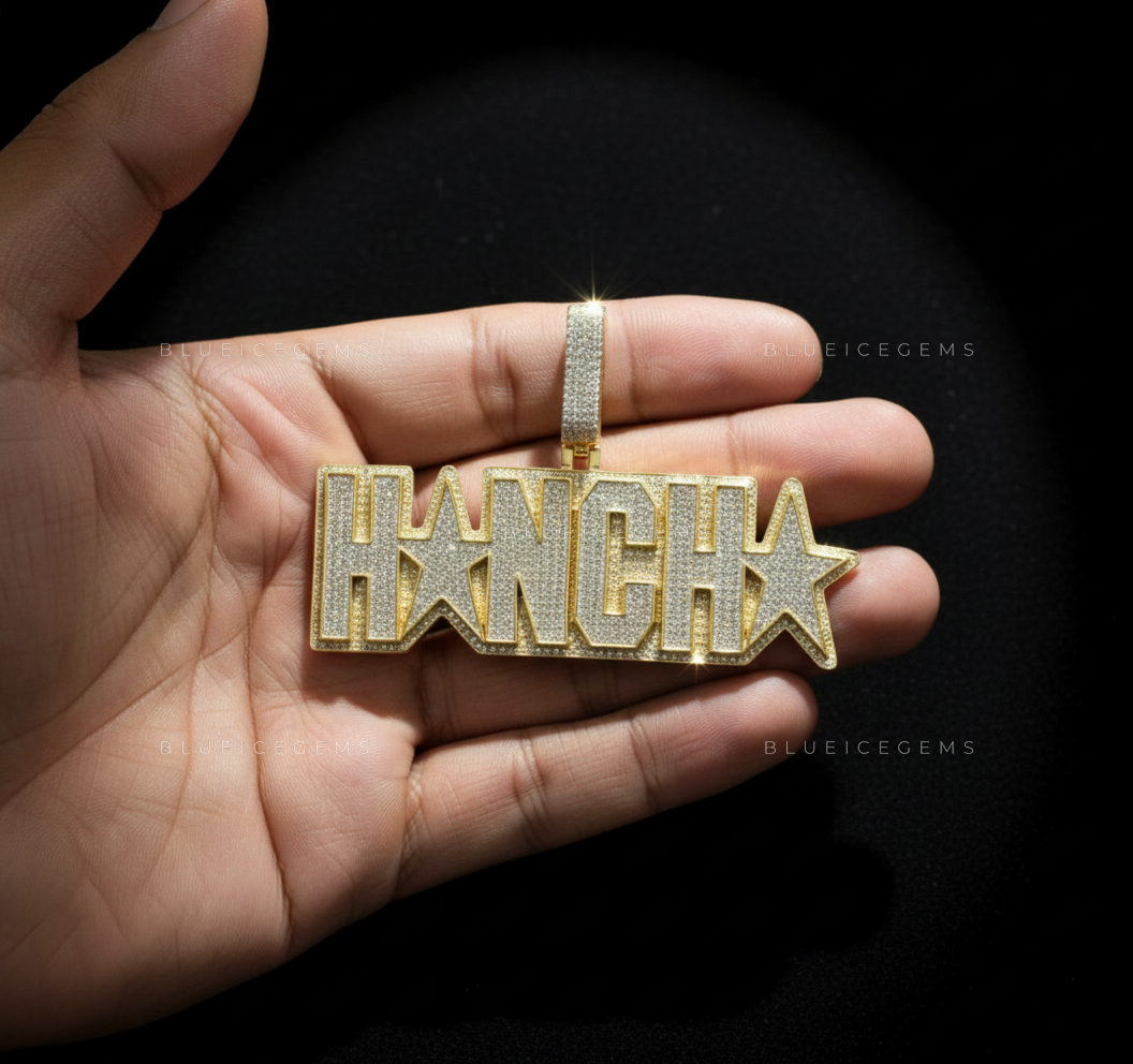 The "HANCHA" Stellar Block: Bold Architectural Lettering & Star-Infused Pendant