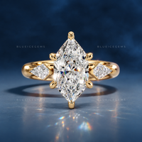 Celestara Dutch Marquise Three-Stone Kite Engagement Ring