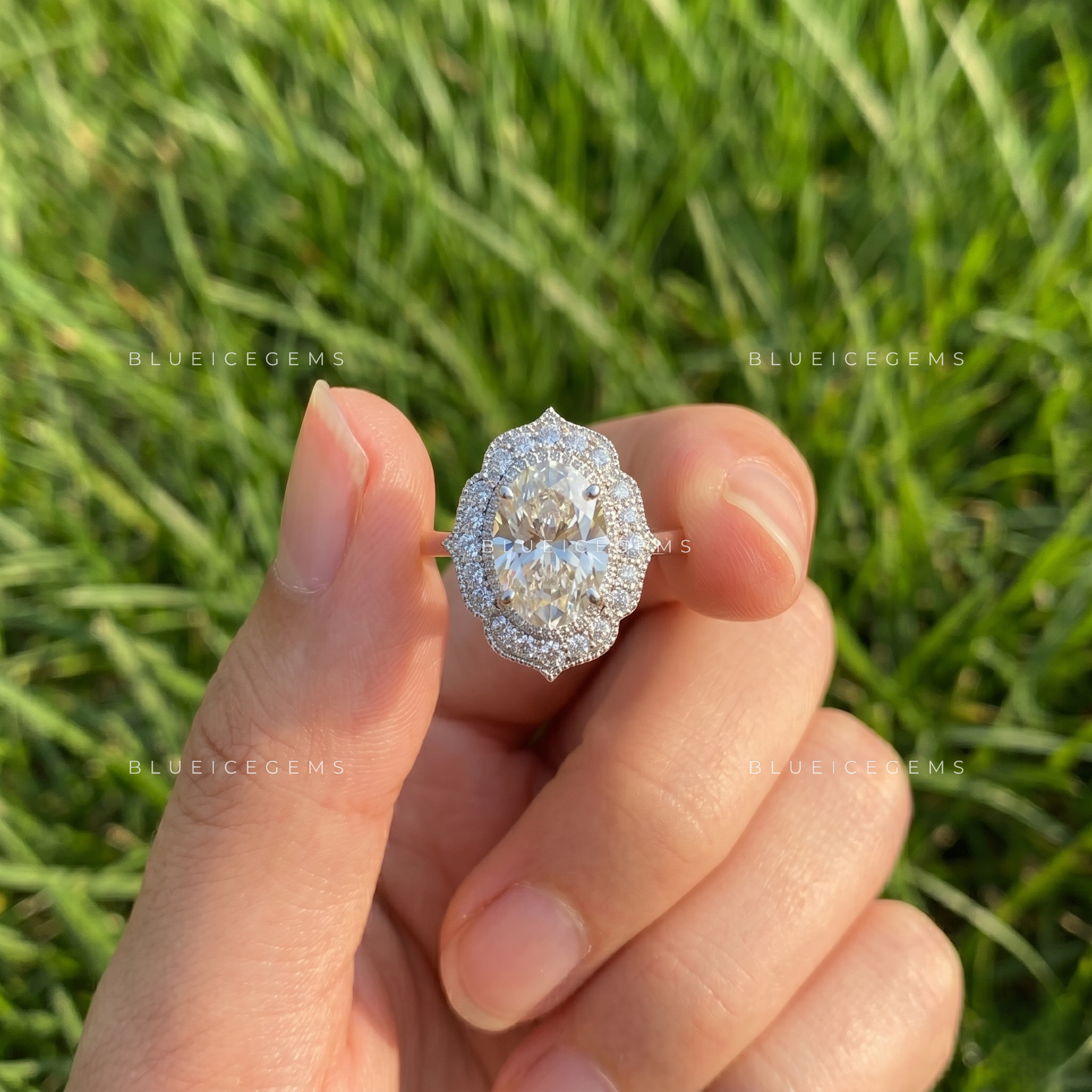 Serenade of Splendor Oval Cut Accent Engagement Ring