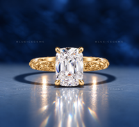 Vintage Floral Engraved Solitaire Engagement Ring