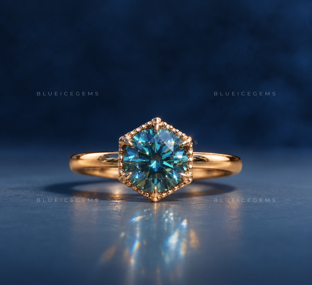 Verdant Radiance Round Brilliant Cut Green Solitaire Ring