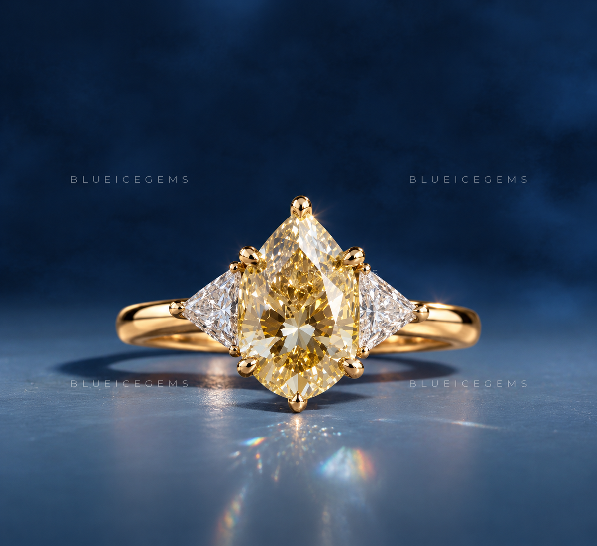 Sunlit Majesty Pear and Triangle Trilogy Ring