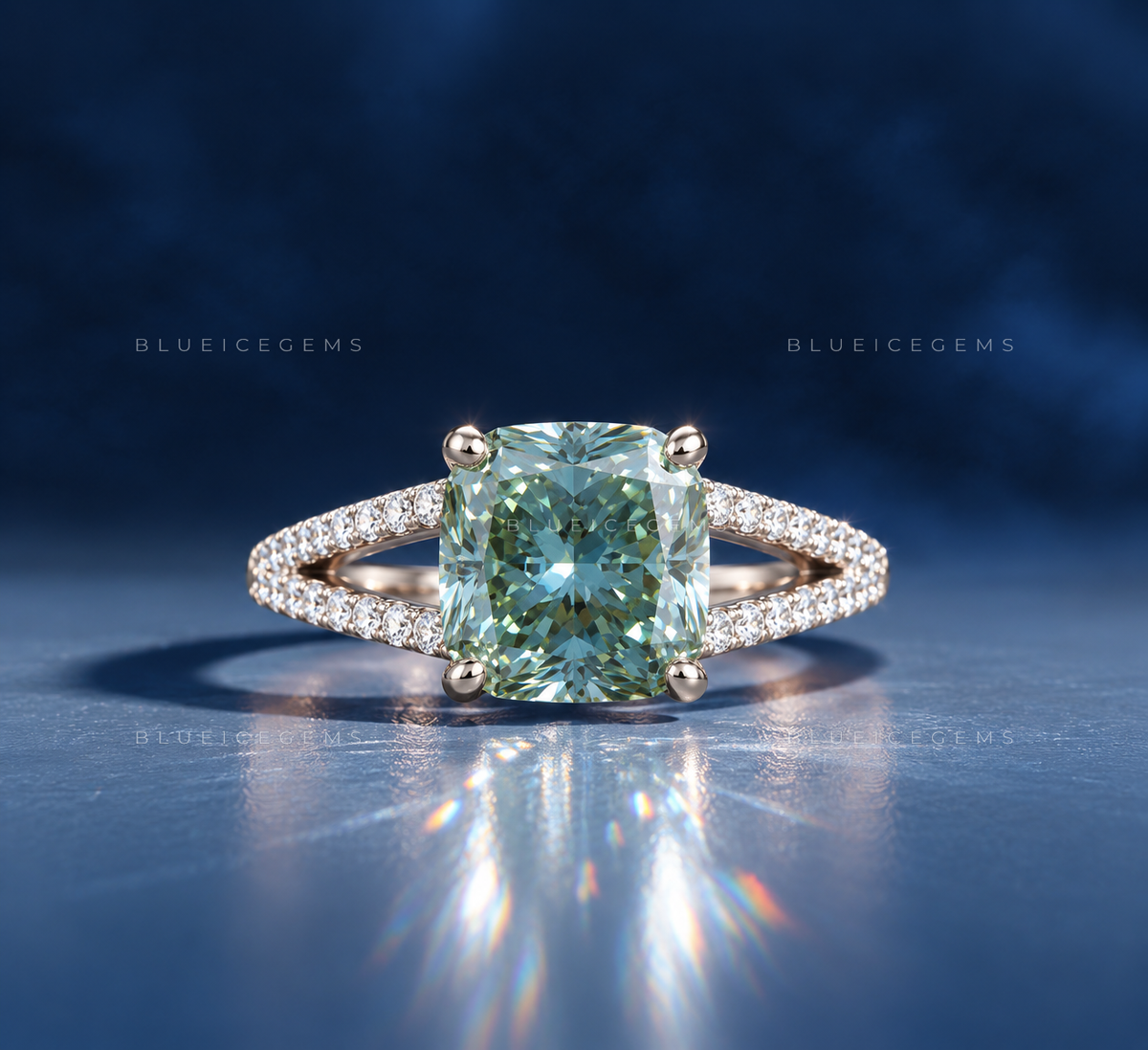 Oceanic Brilliance Square Radiant Solitaire Ring