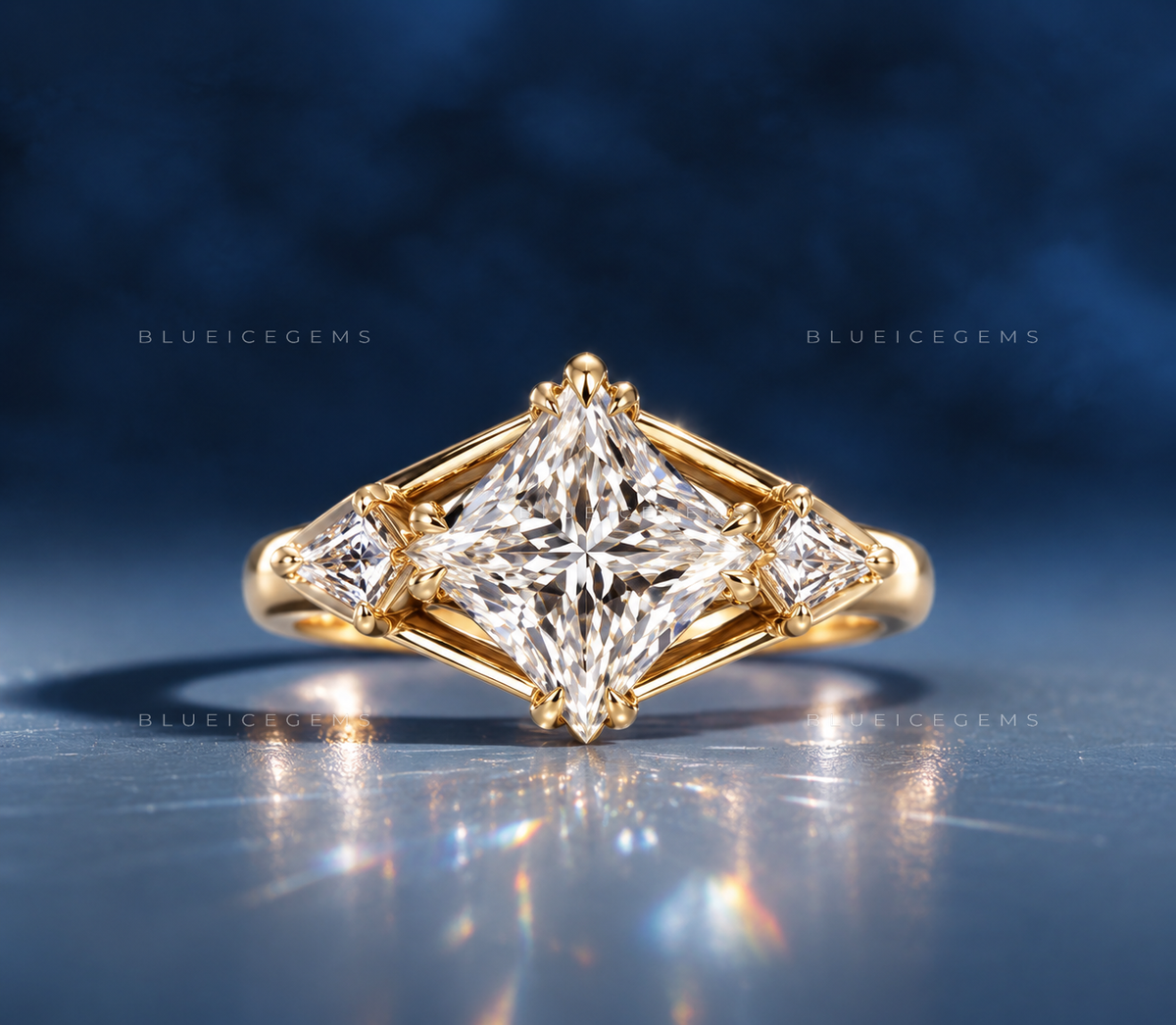 Modern Majesty Princess and Kite Cut Trilogy Ring