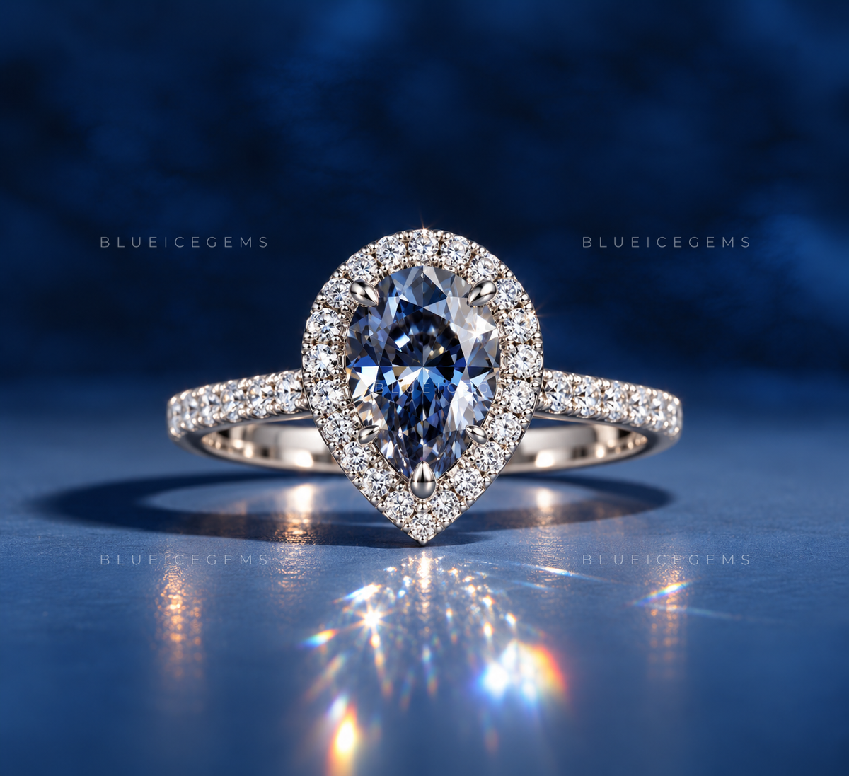 Regal Indigo Pear Cut Statement Ring