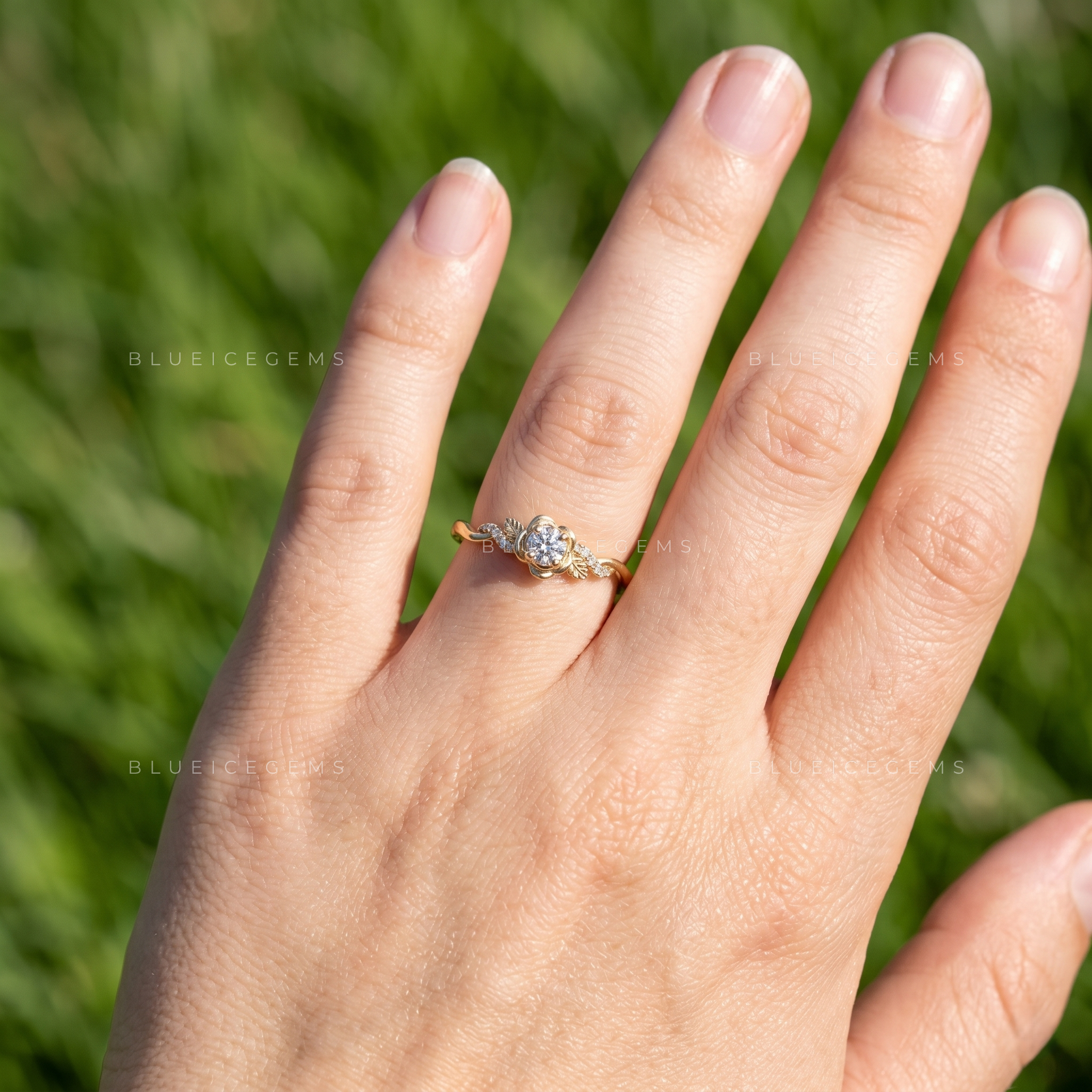 Celestial Sparkle Delicate Round Cut Accent Engagement Ring