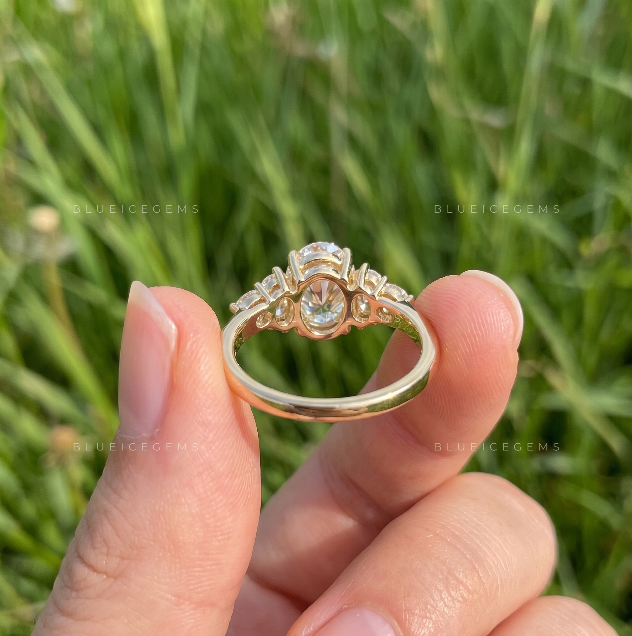 Elara Oval Cut Multi-Shape Cluster Accent Solitaire Engagement Ring