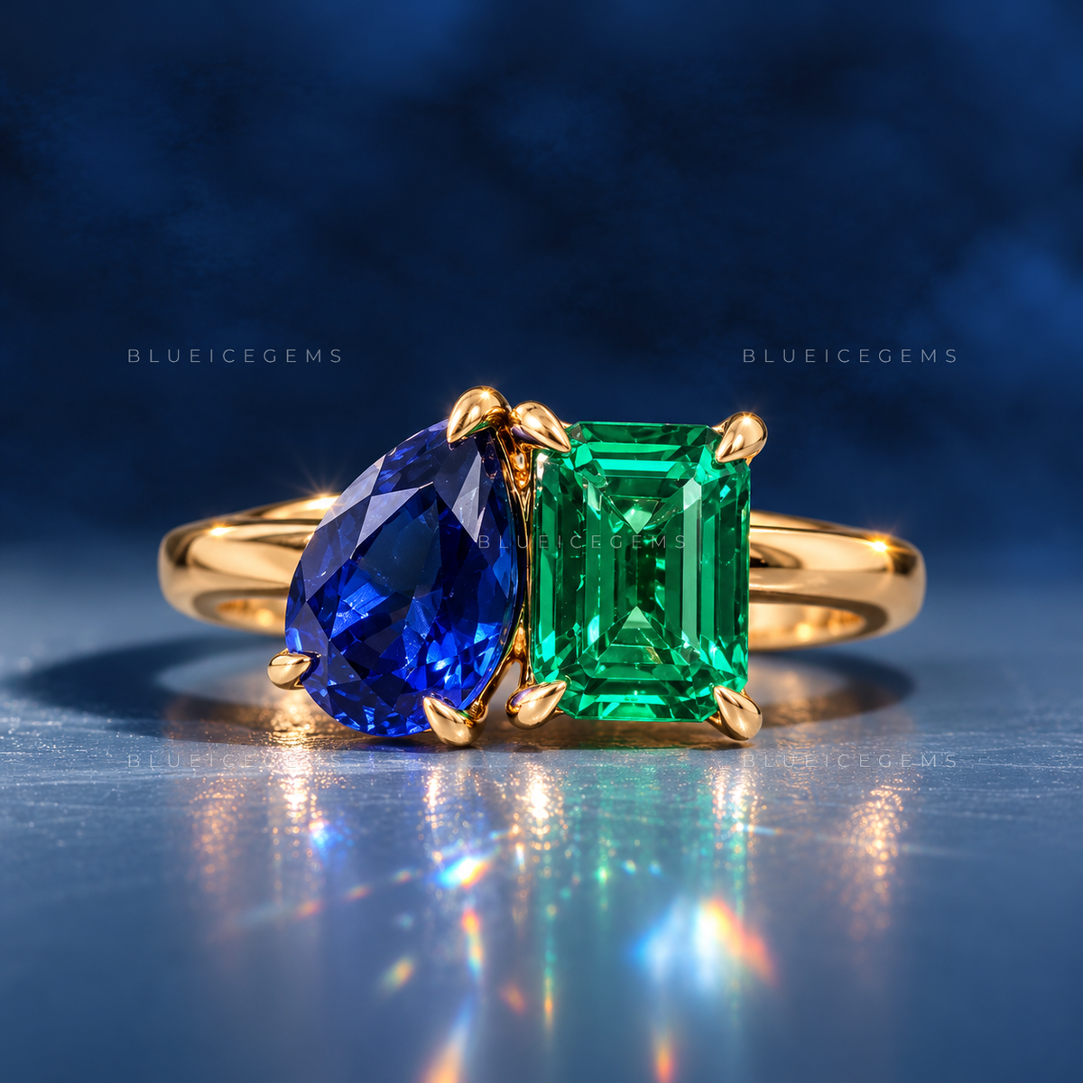 Verdant Azure Toi Et Moi Statement Ring