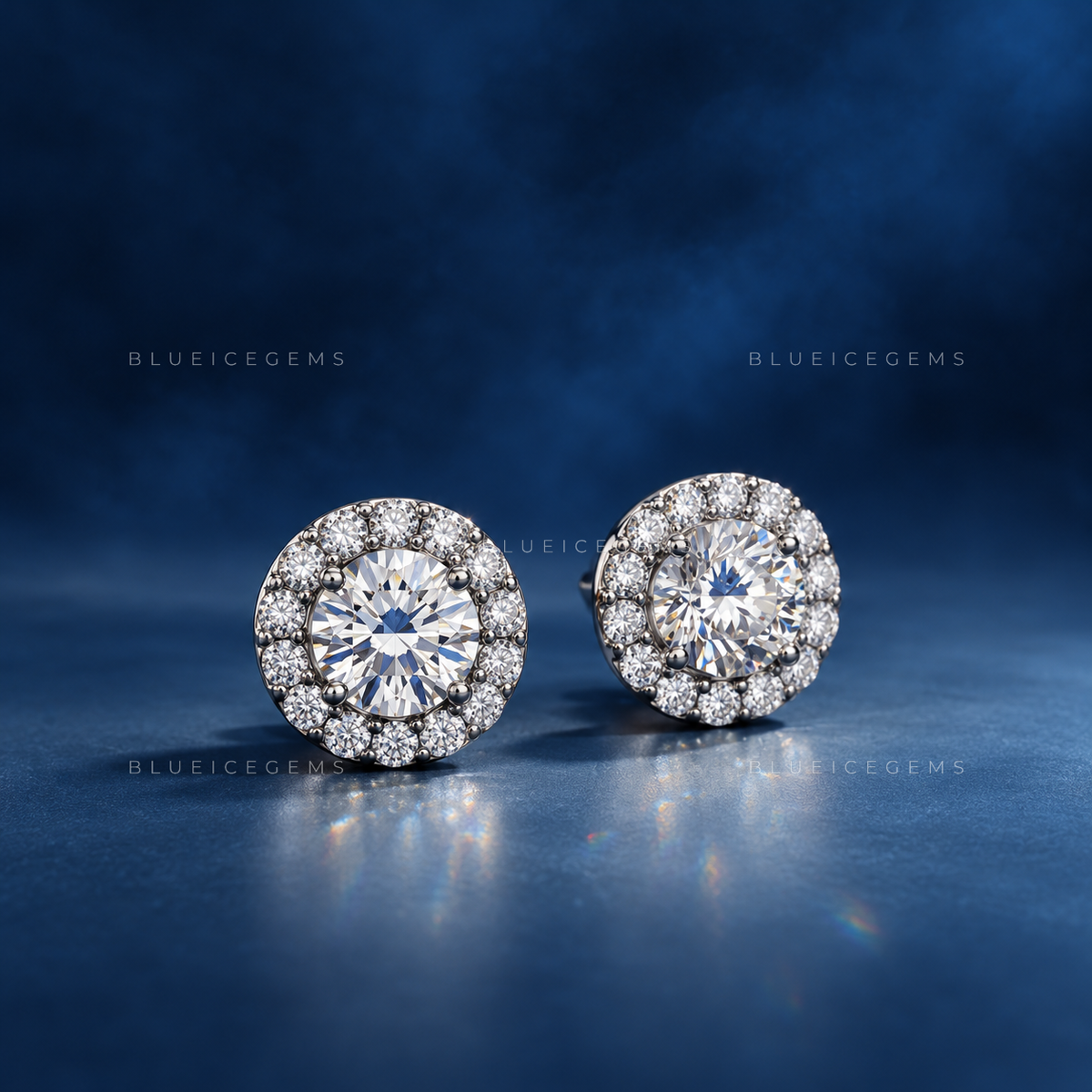 The Ethereal Crown: Grand Halo Diamond Stud Earrings