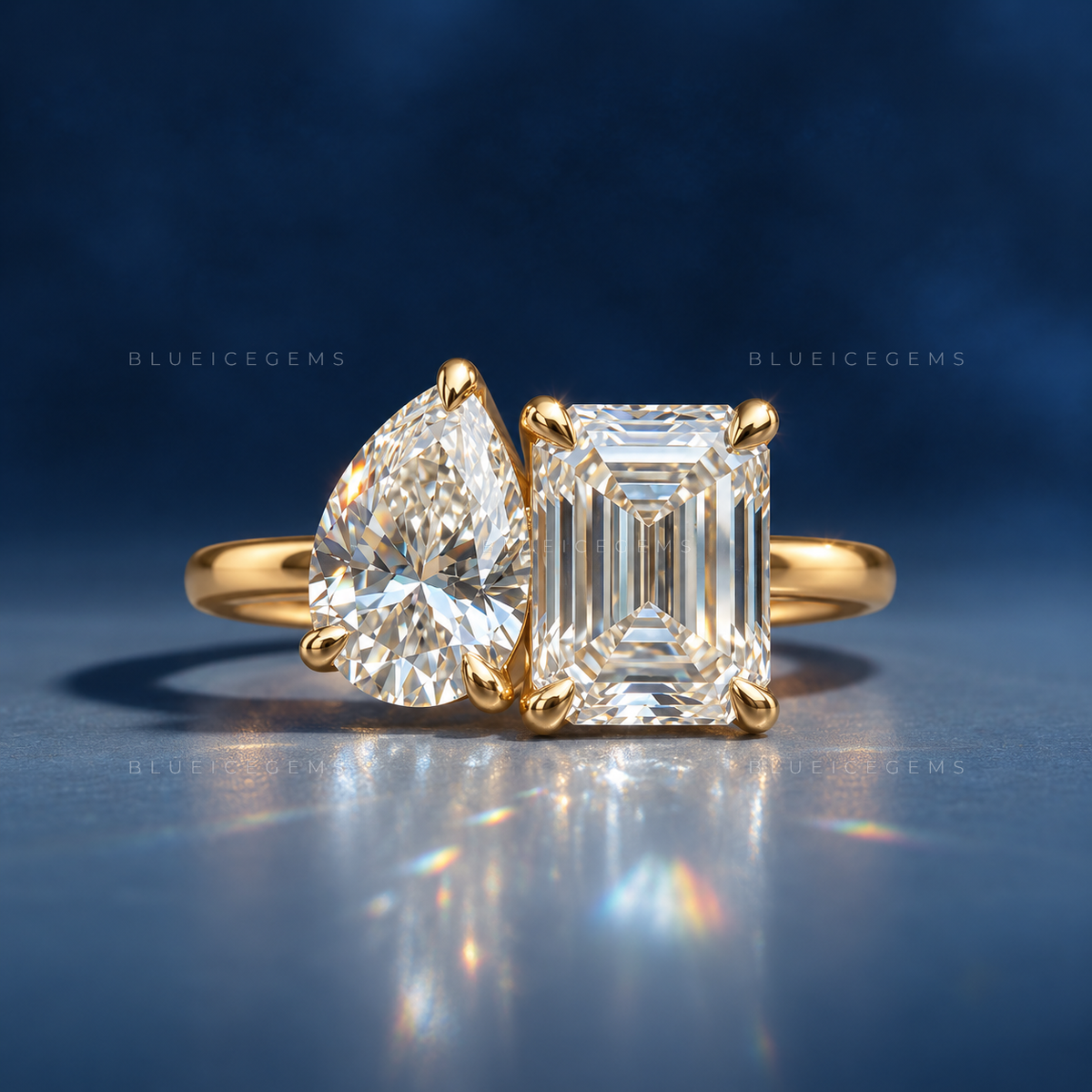 Eternal Romance Radiant and Pear Cut Toi Et Moi Engagement Ring