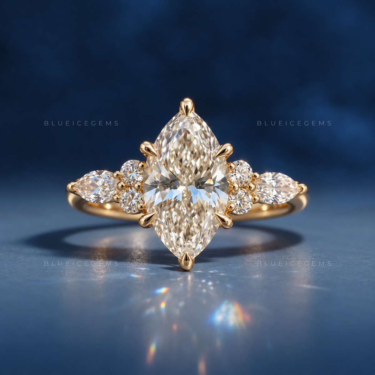 Regal Marquise Cut Six-Claw Prong Engagement Ring