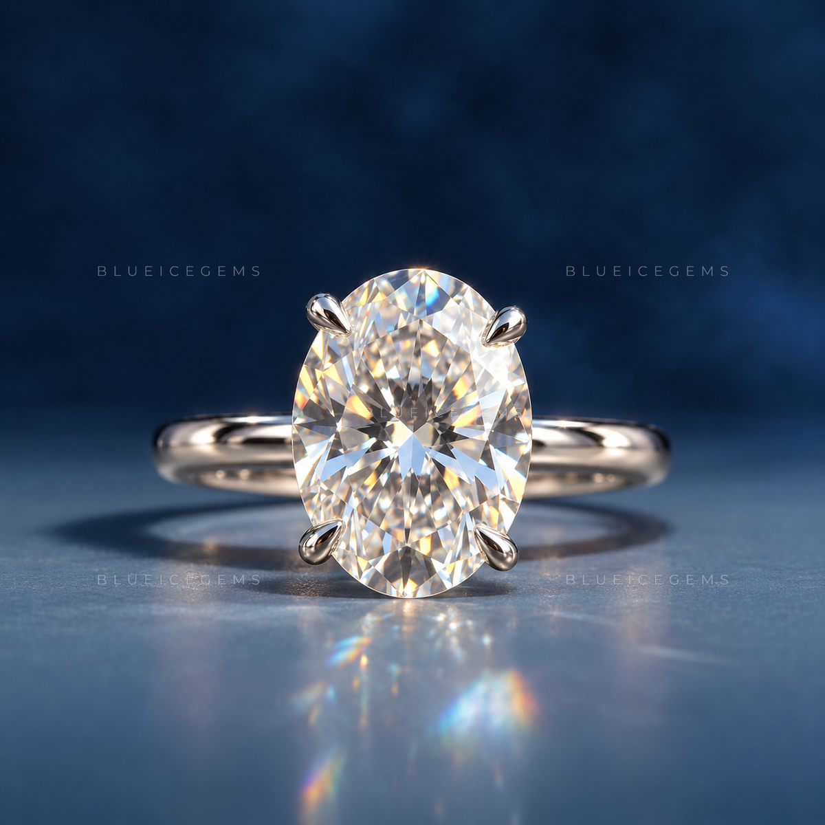 Graceful Oval Cut Classic Solitaire Engagement Ring
