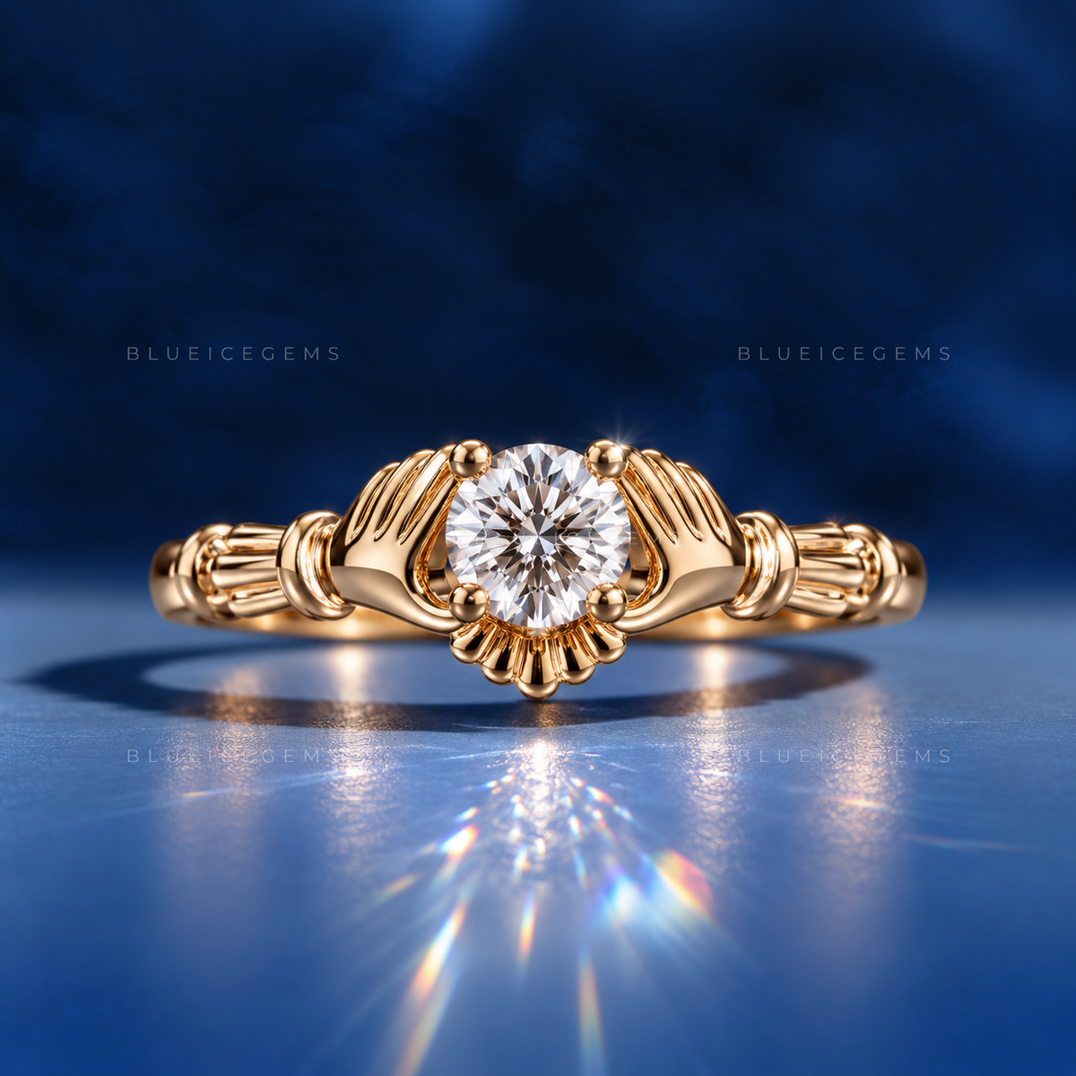 Traditional Irish Celtic Love Claddagh Engagement Ring