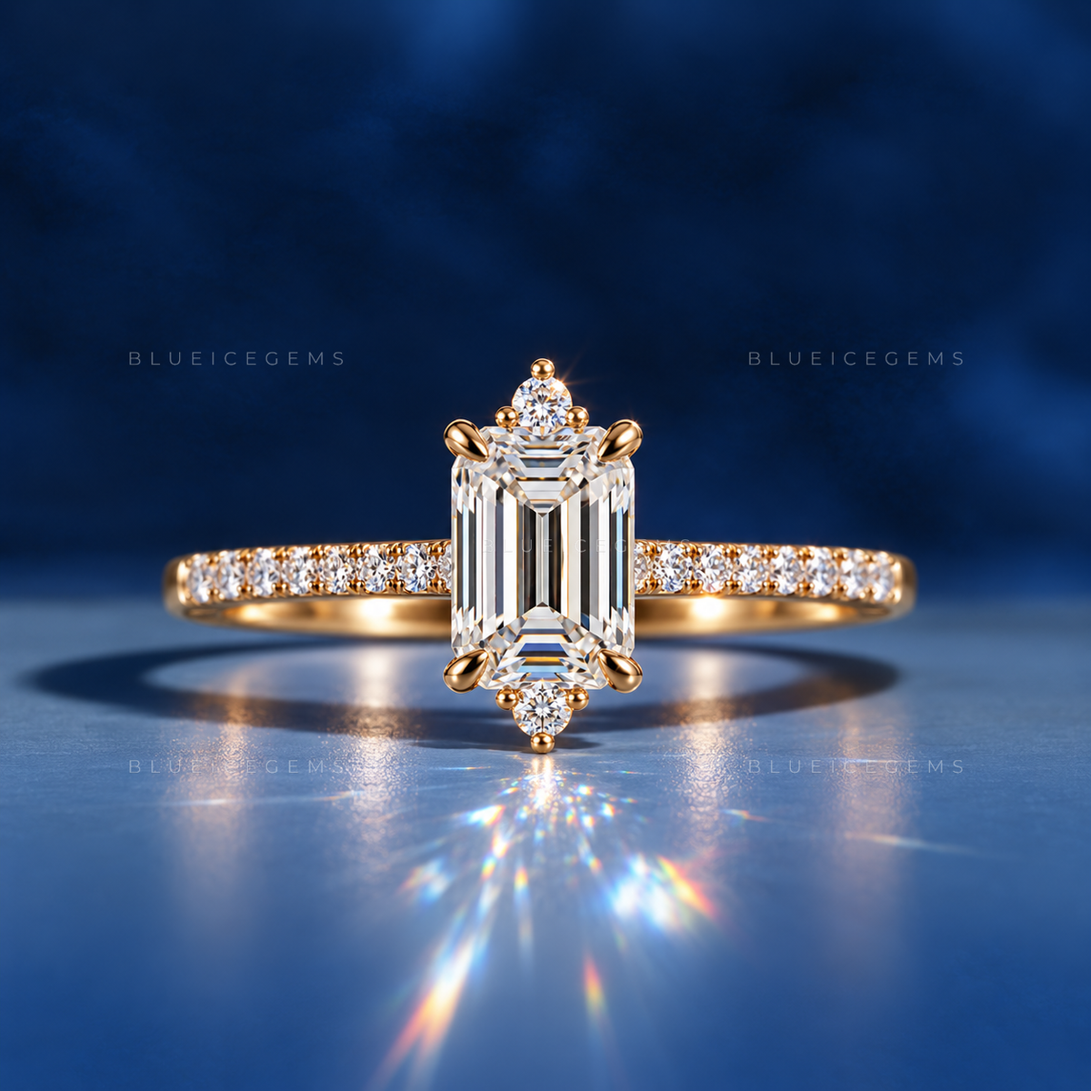 Enchanting Heritage Vintage Style Emerald Cut Engagement Ring