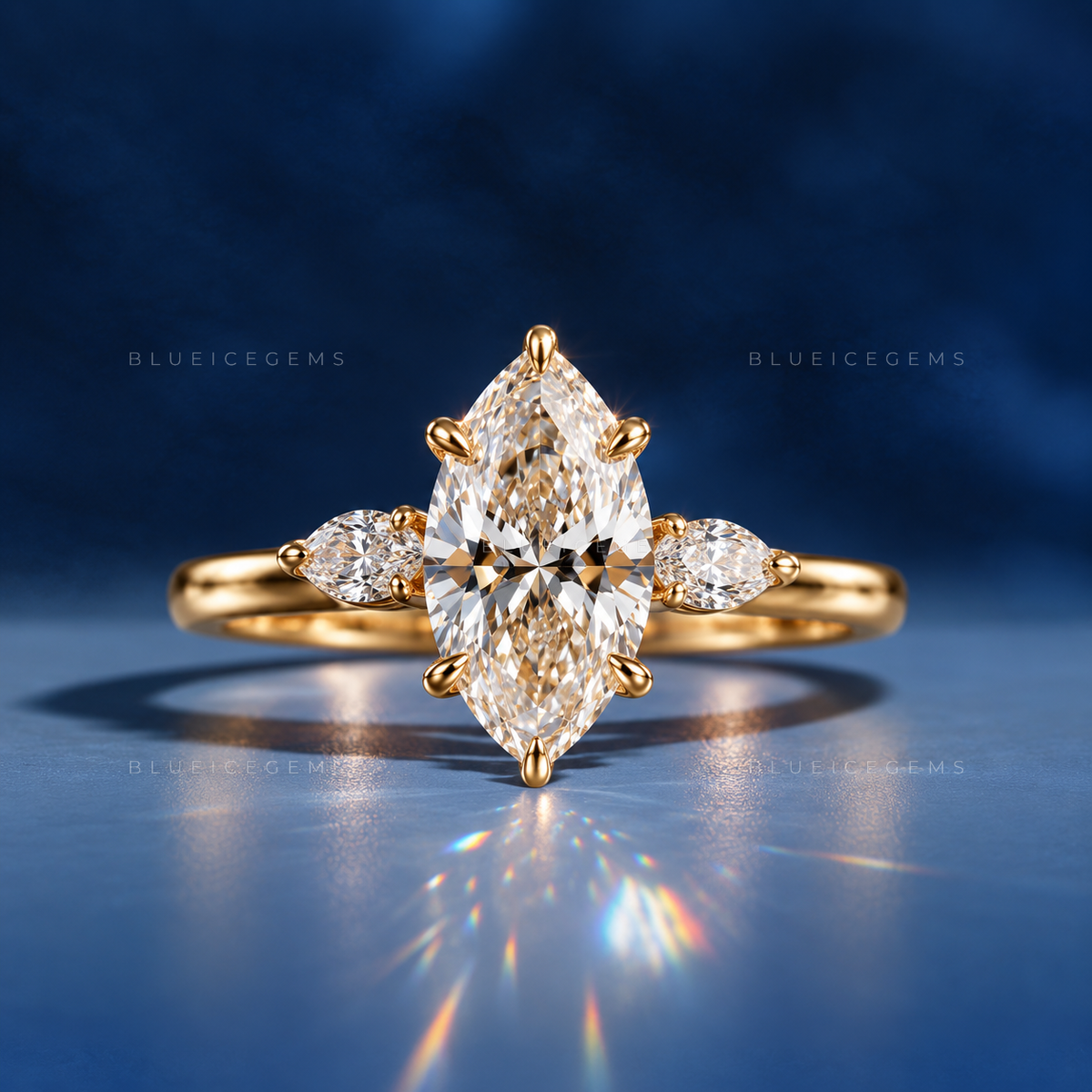 Majestic Heritage Marquise Cut Three Stone Engagement Ring