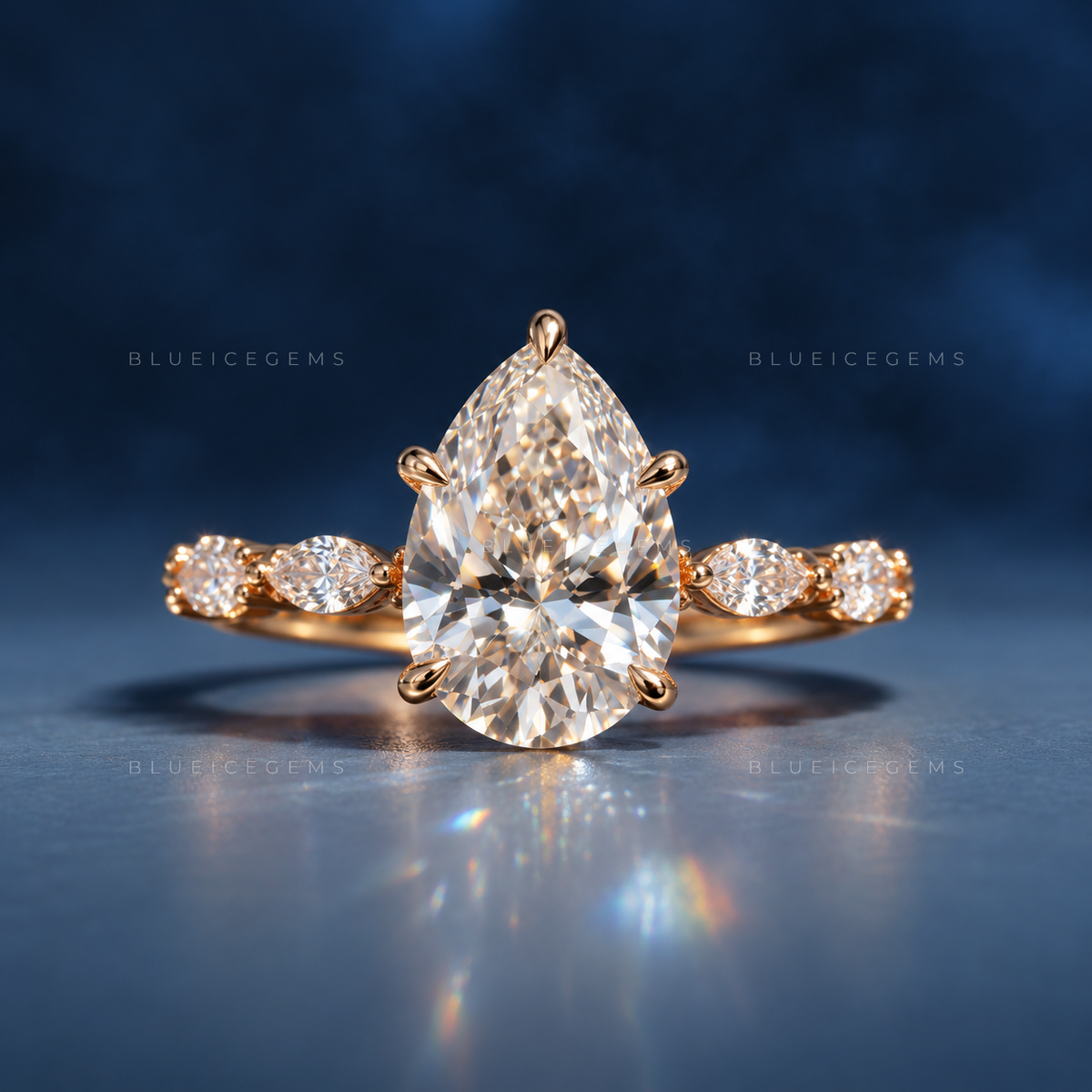 Celestial Bloom Pear Cut Pavé Engagement Ring