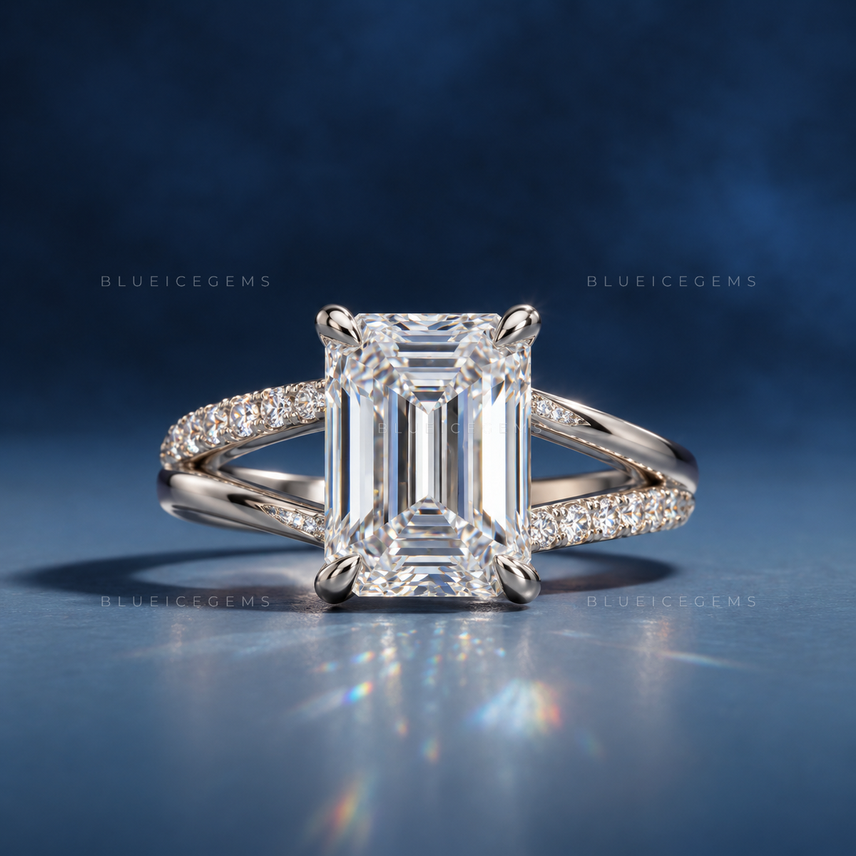 Infinite Clarity Split Shank Emerald Cut Engagement Ring