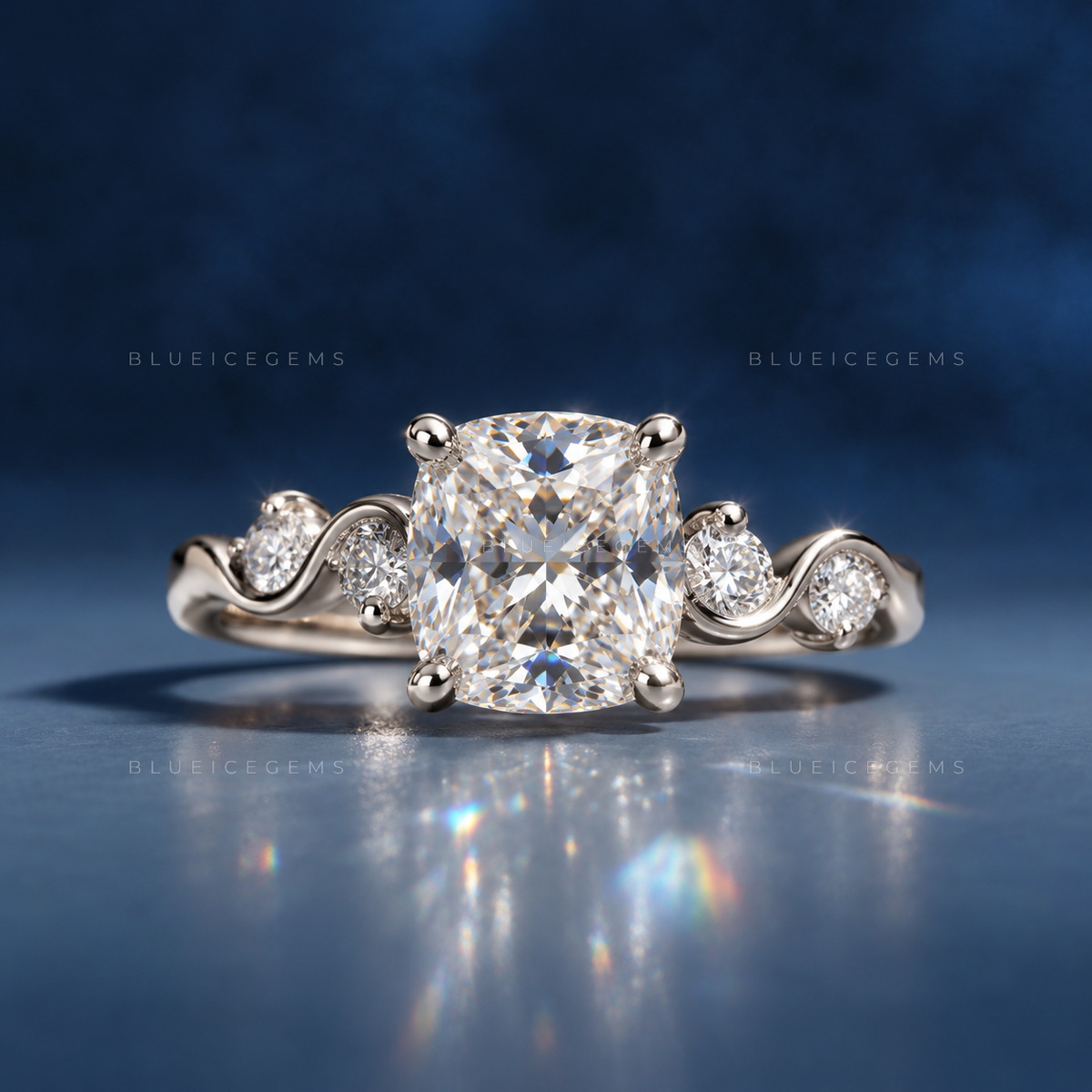 Harmony of Brilliance Five Stone Cushion Cut Engagement Ring