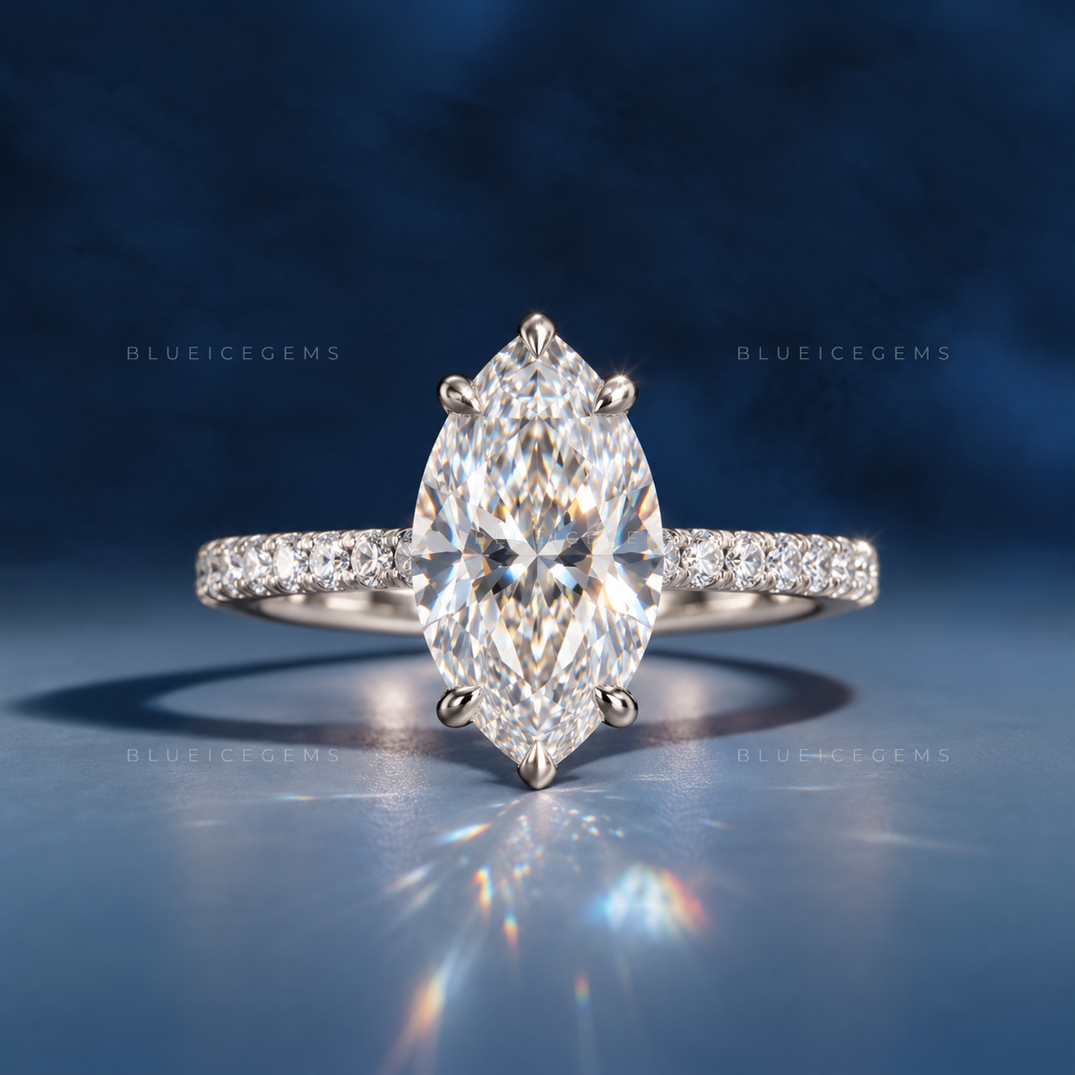 Serene Allure Comfort Fit Marquise Cut Engagement Ring