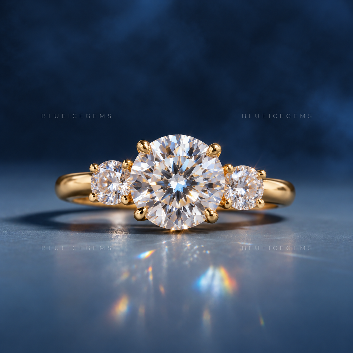 Eternal Harmony Round Cut Three Stone Trilogy Engagement Ring