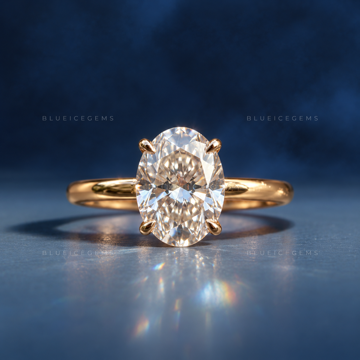Whispering Sparkle Oval Cut Hidden Halo Solitaire Engagement Ring