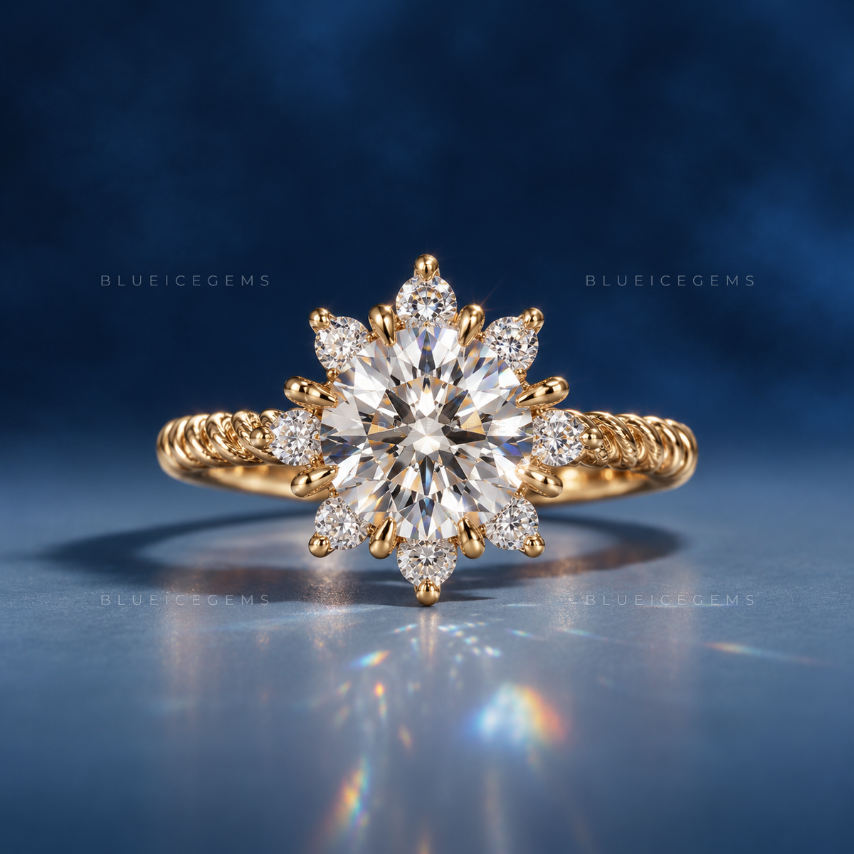 Floral Nostalgia Vintage Round Cut Floral Halo Engagement Ring