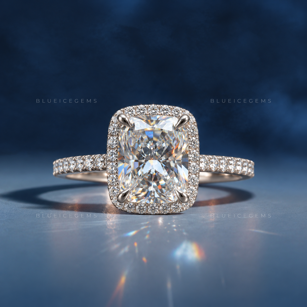 Dazzling Majesty Radiant Cut Halo Engagement Ring