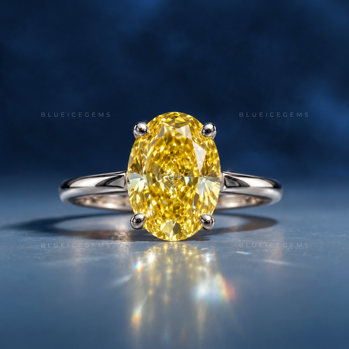 Vibrant Charm Fancy Yellow Oval Cut Solitaire Engagement Ring