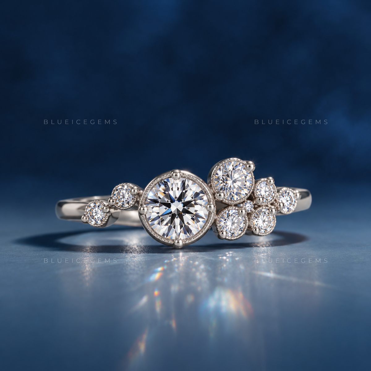Celestial Splendor Large Round Multi-Stone Cluster Statement Ring