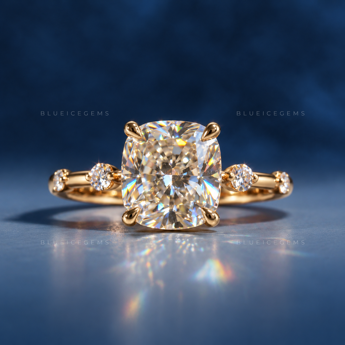 Velvet Romance Cushion Cut Solitaire Engagement Ring with Secret Accent Detail