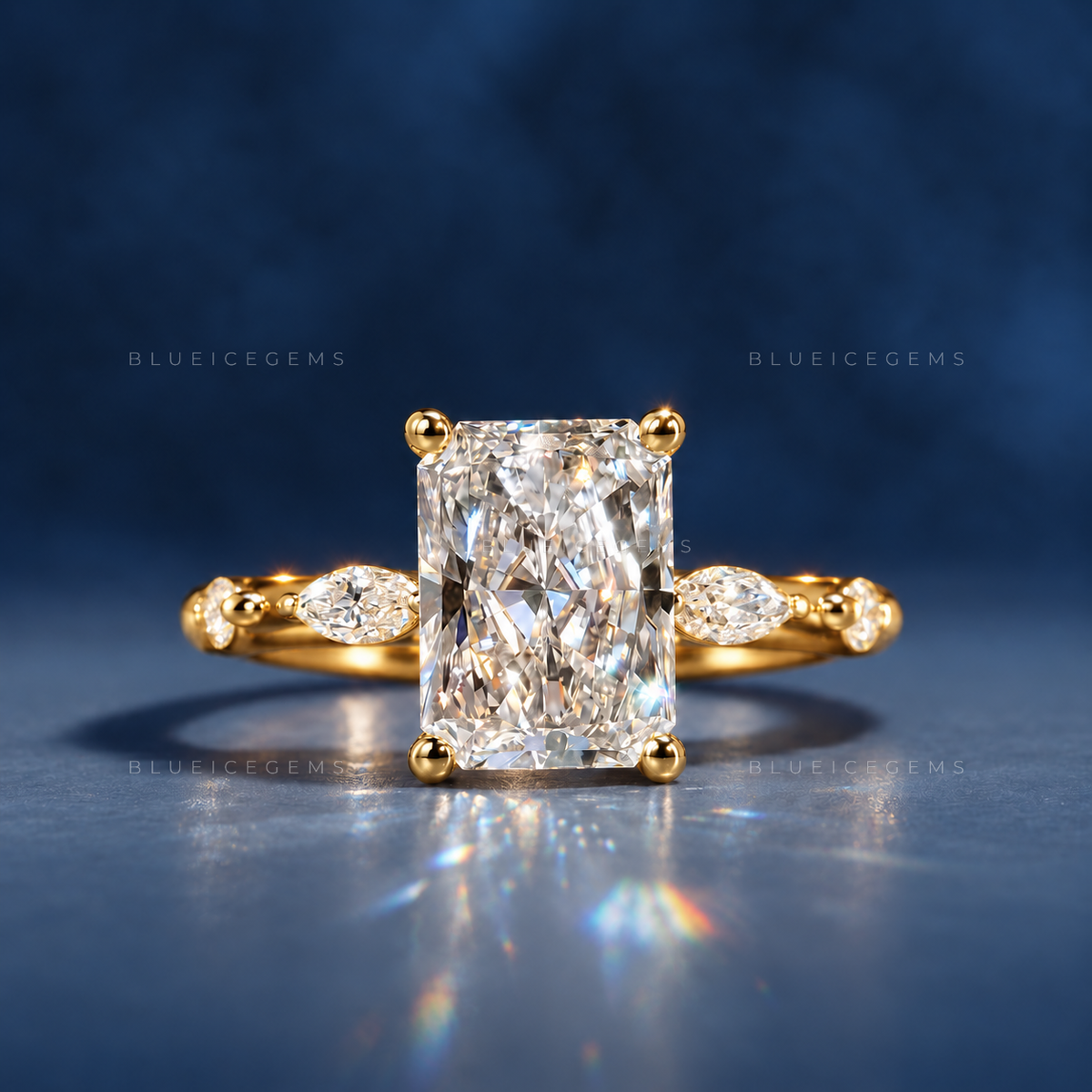 Radiant Cut Hidden Halo Pave Engagement Ring