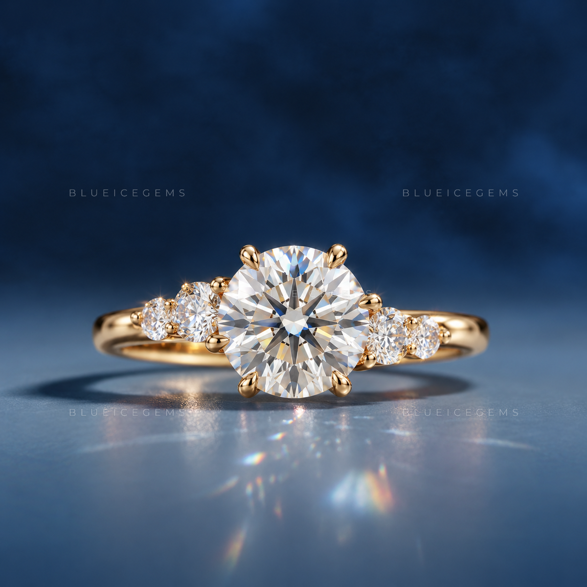 Round Brilliant Cut Dainty Solitaire Pave Engagement Ring
