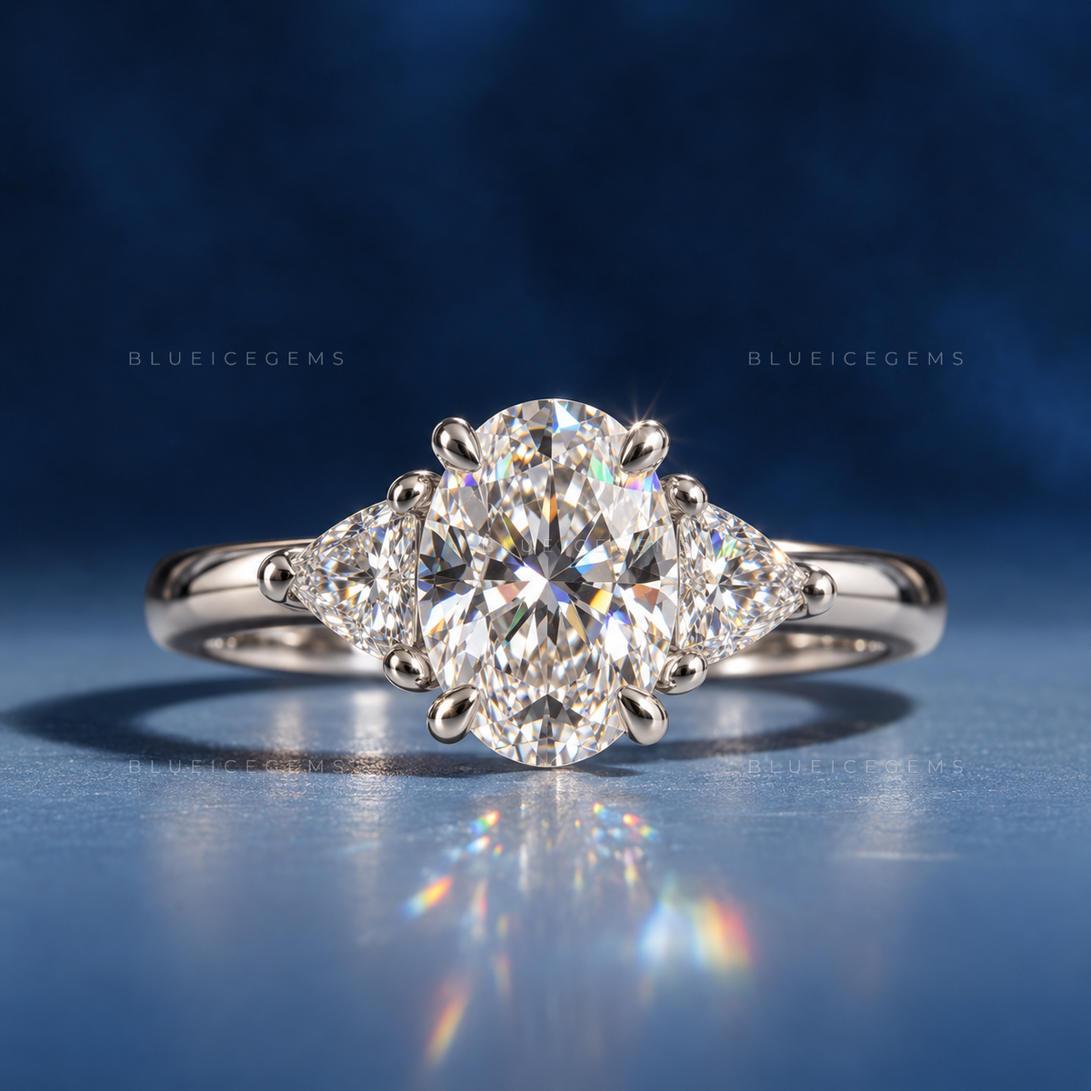 Oval Brilliant Cut Accent Solitaire Engagement Ring