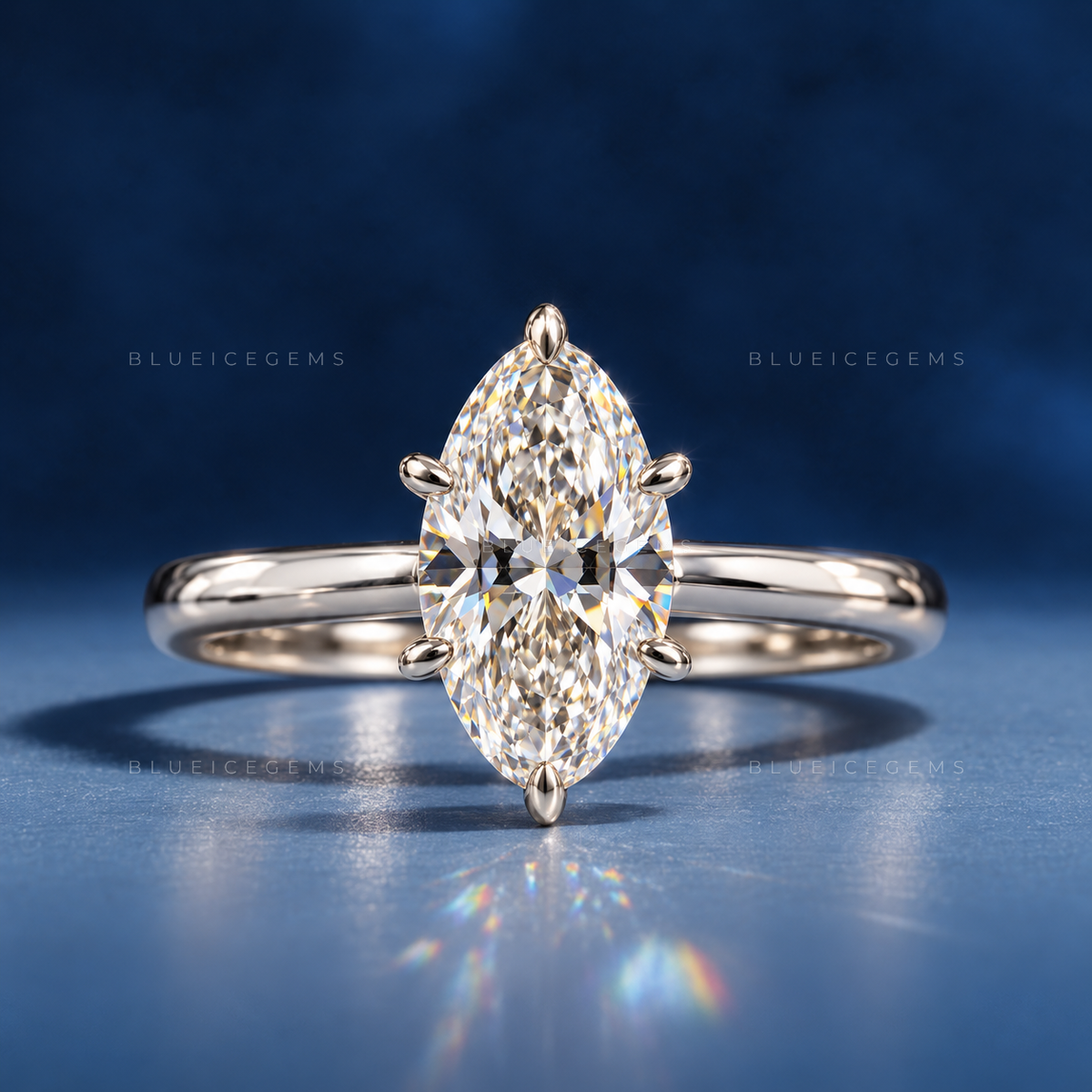 Marquise Cut Hidden Halo Solitaire Engagement Ring