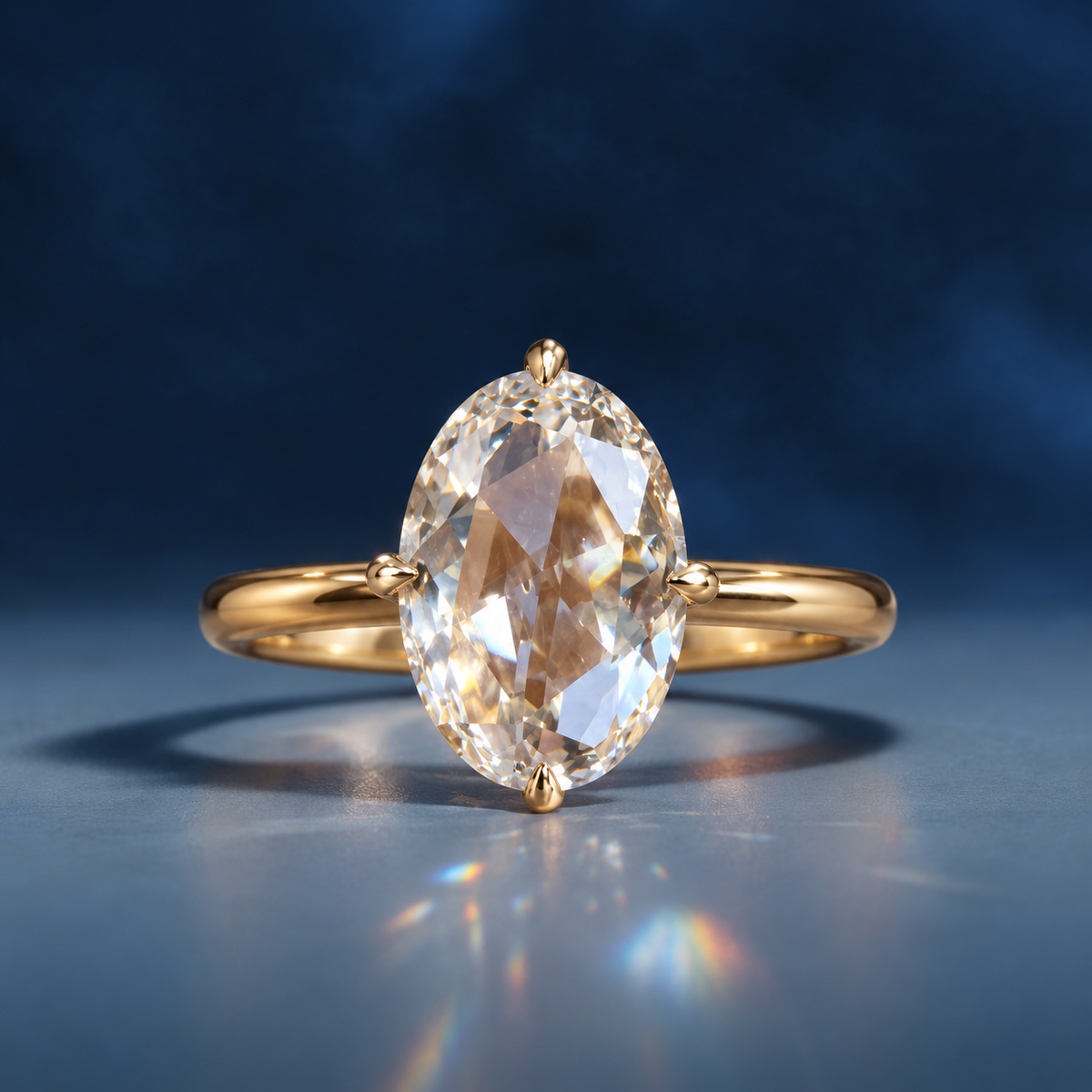 Vintage Elegance Oval Rose Cut Solitaire Open Gallery Ring