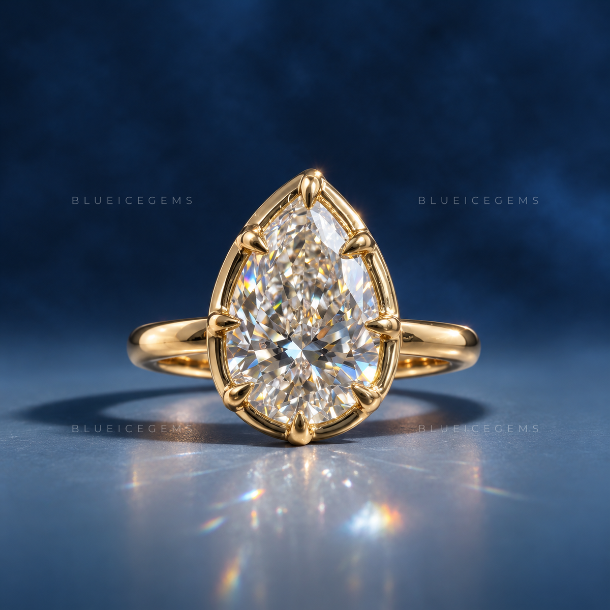 Modern Grace Pear Cut 8-Prong Bezel Solitaire Engagement Ring