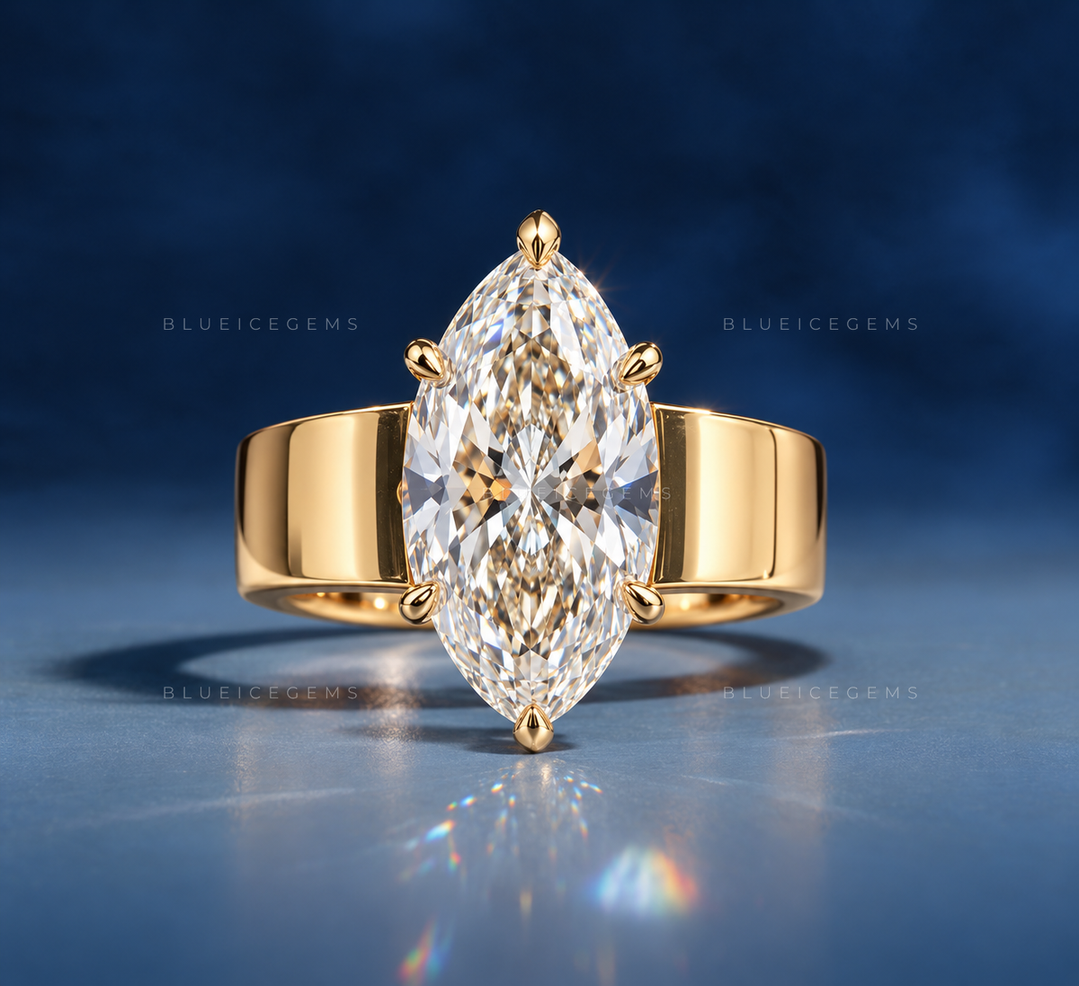 Vintage Elegance Dutch Marquise Cut Cigar Band Solitaire Engagement Ring
