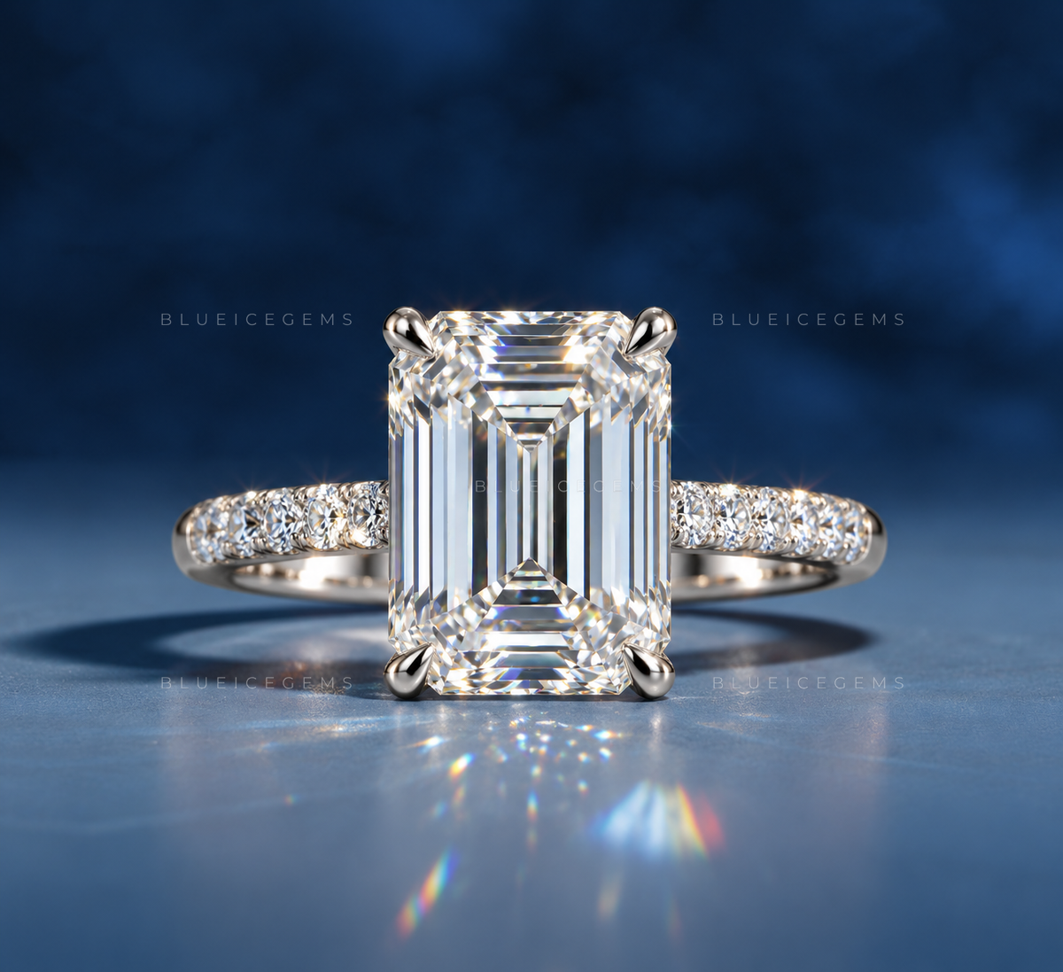 Architectural Elegance Emerald Cut Claw Prong Solitaire Engagement Ring