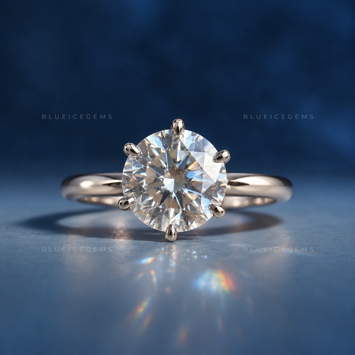 Floral Elegance Round Cut Tulip Basket Pinched Shank Solitaire Ring