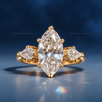 Dazzling Contour Marquise Cut Kite Side Stone Engagement Ring