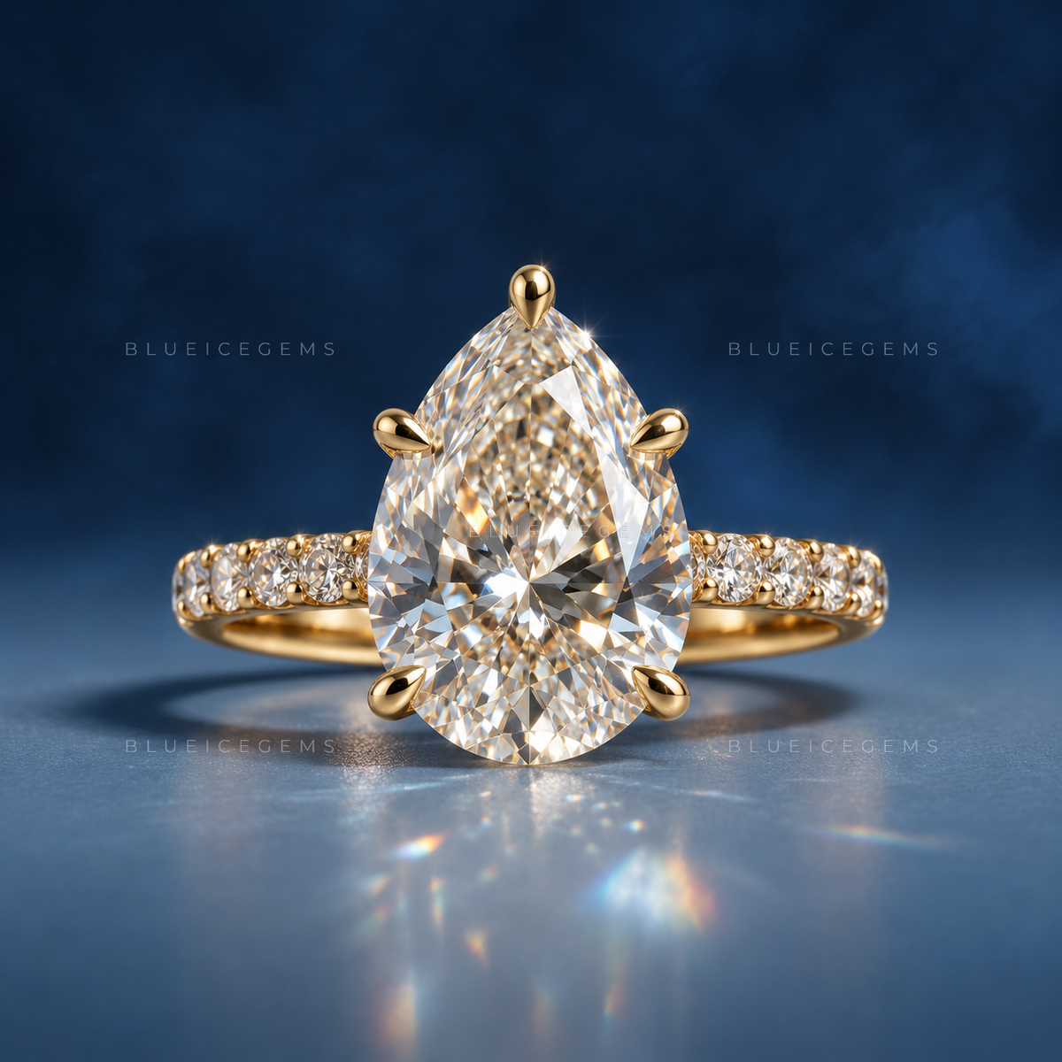 Subtle Sparkle Pear Cut Hidden Halo Pave Engagement Ring