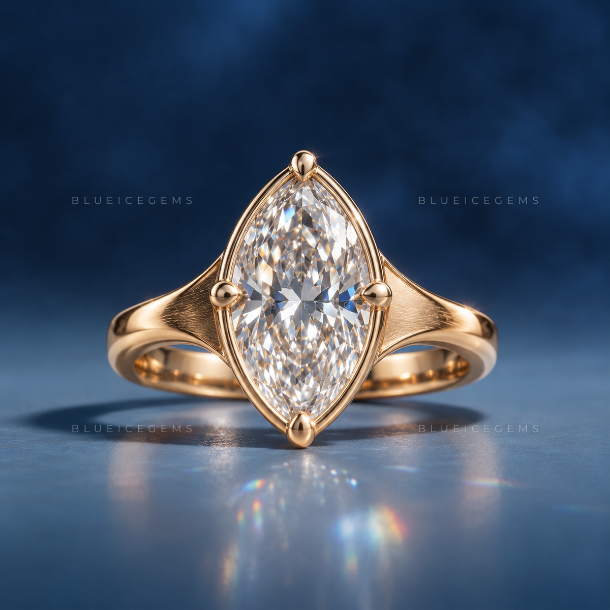 Modern Marquise Cut Bezel Set Signet Style Engagement Ring