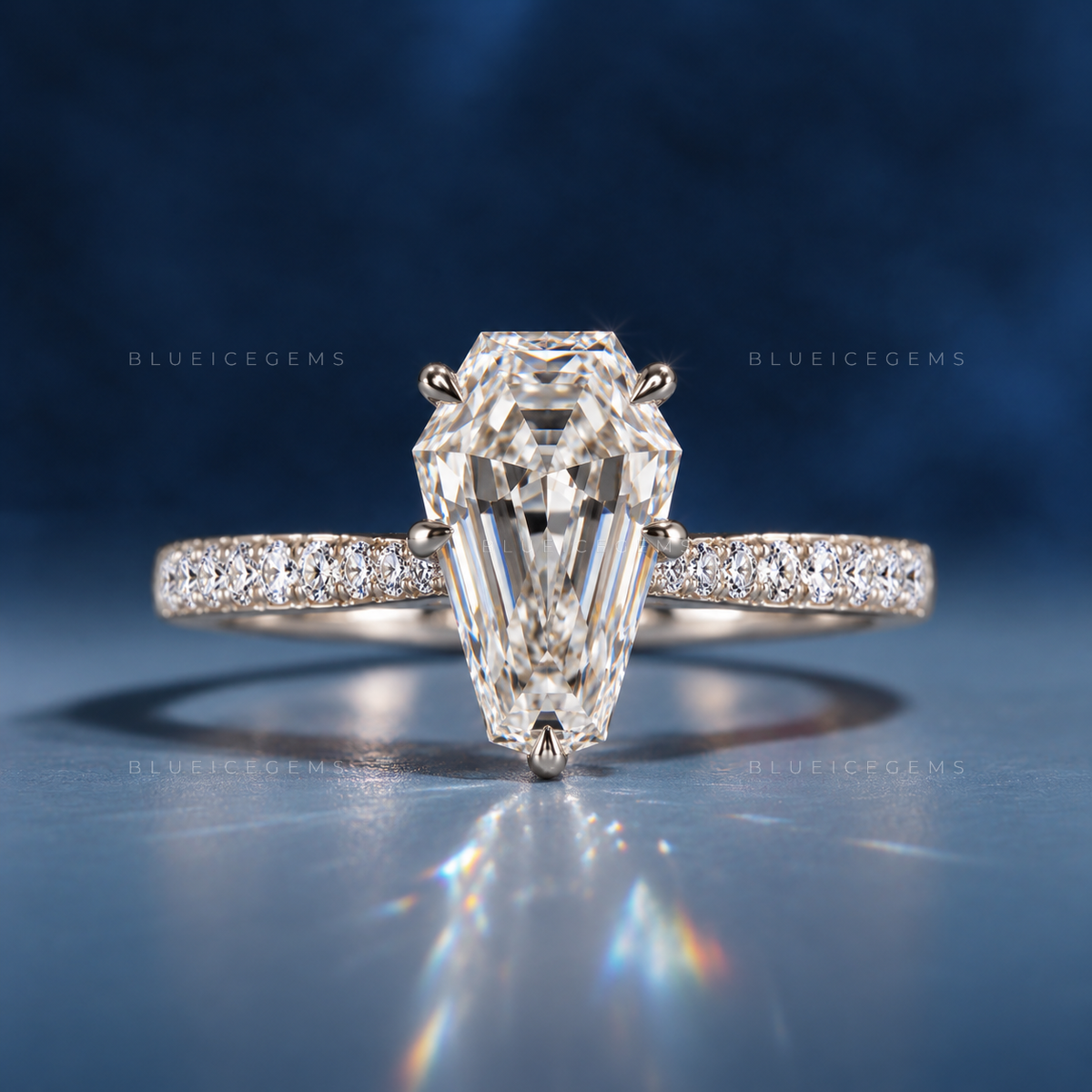 Gothic Elegance Coffin Cut Pavé Engagement Ring
