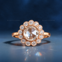 Vintage Radiance Round Rose Cut Antique Halo Engagement Ring