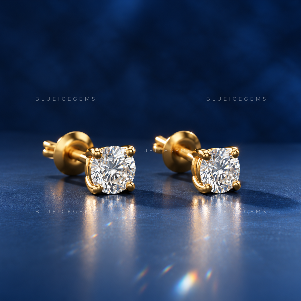 Round Cut Moissanite Diamond Certified Stud Sterling Silver Earrings