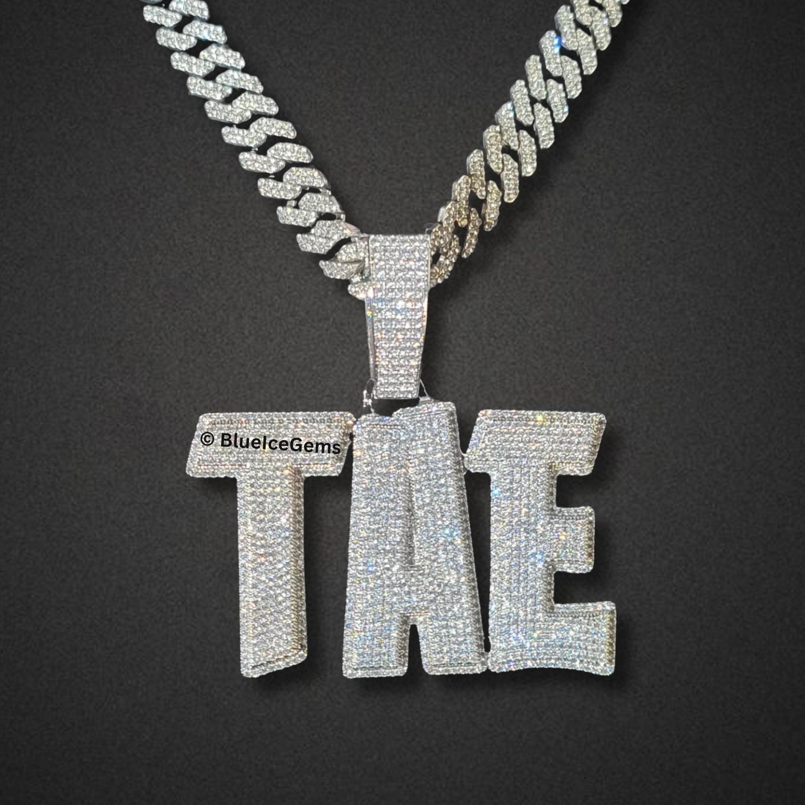 Custom "Big Juicyy" Diamond Block Letter Necklace
